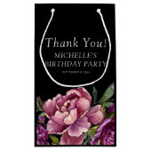 Elegant Paars roze Floral Black Birthday Klein Cadeauzakje (Achterkant)