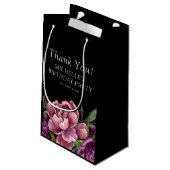 Elegant Paars roze Floral Black Birthday Klein Cadeauzakje (Achterkant Gekanteld)