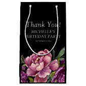 Elegant Paars roze Floral Black Birthday Klein Cadeauzakje (Voorkant)