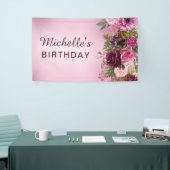 Elegant  Paars Roze Florenz Rozen Birthday Spandoek (Beurs)