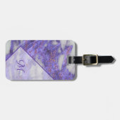 Elegant Paars Roze Glitter Geometric Monogram Bagagelabel (Voorkant horizontaal)