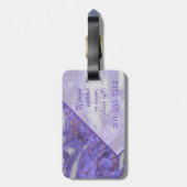 Elegant Paars Roze Glitter Geometric Monogram Bagagelabel (Achterkant verticaal)