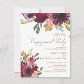 Elegant Paars Roze Gold Floral Script Verloving Kaart (Voorkant)