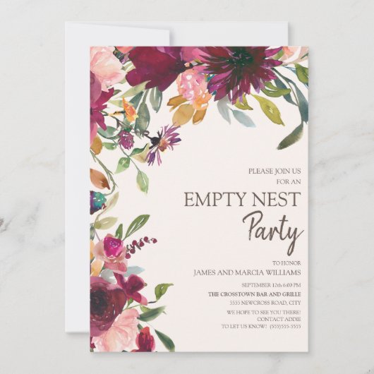 Elegant Paars roze goudvezel Lege nestpartij Kaart (Voorkant)