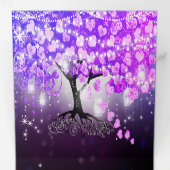 Elegant Paars-roze hartrecht met drievlak Drieluik Uitnodiging (Binnenzijde eerst)