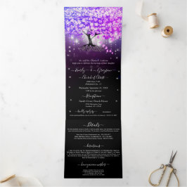 Elegant Paars-roze hartrecht met drievlak Drieluik Uitnodiging