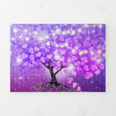 Elegant Paars-roze hartrecht met drievlak Drieluik Uitnodiging (Cover)