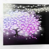 Elegant Paars-roze hartrecht met drievlak Drieluik Uitnodiging (Binnenzijde eerst)