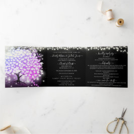 Elegant Paars-roze hartrecht met drievlak Drieluik Uitnodiging