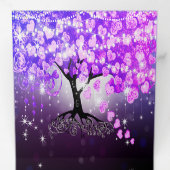 Elegant Paars-roze hartrecht met drievlak Drieluik Uitnodiging (Binnenzijde eerst)