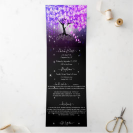 Elegant Paars-roze hartrecht met drievlak Drieluik Uitnodiging