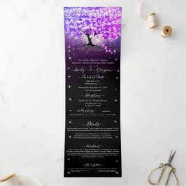 Elegant Paars-roze hartrecht met drievlak Drieluik Uitnodiging