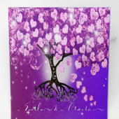 Elegant Paars roze hartsriet Drieluik Uitnodiging (Binnenzijde eerst)