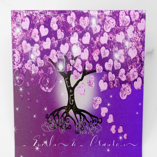 Elegant Paars roze hartsriet Drieluik Uitnodiging (Binnenzijde eerst)