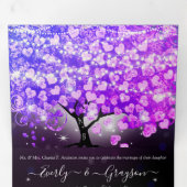 Elegant Paars roze hartsriet Drieluik Uitnodiging (Binnenzijde eerst)