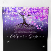 Elegant Paars roze hartsriet Drieluik Uitnodiging (Binnenzijde eerst)