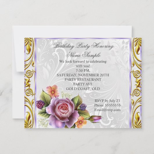 Elegant  Paars Roze Roze Witte Dag Kaart (Achterkant)