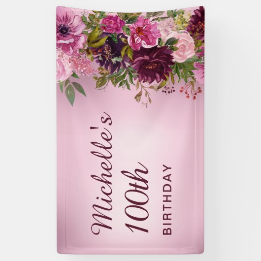 Elegant Paars roze Rozen 100e Spandoek (Verticaal)