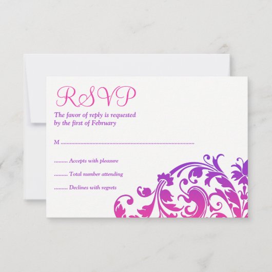 Elegant Paars roze Vlaams Bat Mitzvah RSVP (Voorkant)