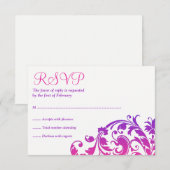 Elegant Paars roze Vlaams Bat Mitzvah RSVP (Voorkant / Achterkant)