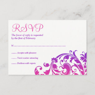 Elegant Paars roze Vlaams Bat Mitzvah RSVP Kaartje