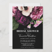 Elegant Paars Roze White Floral Black Shower Kaart (Voorkant)