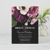 Elegant Paars Roze White Floral Black Shower Kaart (Staand voorkant)