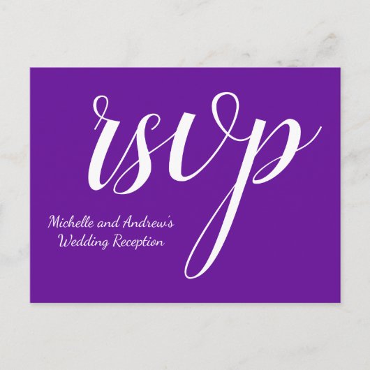 Elegant Paars "rsvp"-Briefkaart Briefkaart (Voorkant)