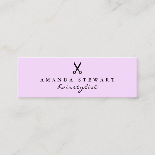 Elegant paars schaarser mini visitekaartje (Voorkant)