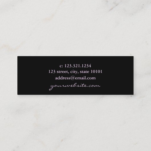 Elegant paars schaarser mini visitekaartje (Achterkant)