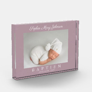 Elegant Paars Schrift Doop Foto Blok