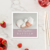 Elegant Paars Script Baptisme Foto Servet (Insitu)