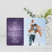 Elegant Paars Script Halloween-fotokaart Kaart (Staand voorkant)