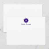 Elegant Paars Script Monogram Professional Notitiekaartje (Voorkant / Achterkant)