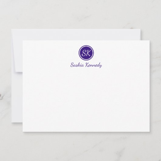 Elegant Paars Script Monogram Professional Notitiekaartje (Voorkant)