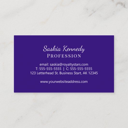 Elegant Paars Script Professional Monogram Visitekaartje (Achterkant)