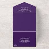 Elegant Paars Script Unieke Moderne RSVP QR-code All In One Uitnodiging (Buitenkant)