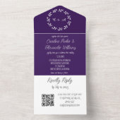 Elegant Paars Script Unieke Moderne RSVP QR-code All In One Uitnodiging (Binnen)