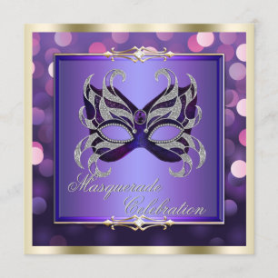 Elegant Paars Shimmering Lights Bokeh Masquerade Kaart