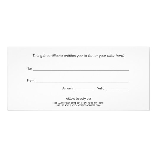 Elegant Paars Signature Script Cadeaucertificaat Reclamekaart (Achterkant)