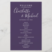 Elegant Paars Signature Script Wedding Programme (Voorkant)