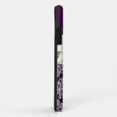 Elegant Paars Silver Damask Diamond Bow Monogram Case-Mate iPhone Case (Achterkant/rechts)