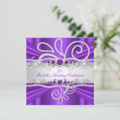 Elegant Paars Silver Diamonds Pearl Birthday 2 Kaart (Staand voorkant)