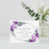 Elegant Paars Silver Floral bewaar de datum van he (Staand voorkant)