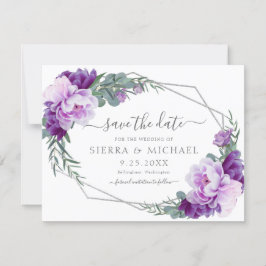 Elegant Paars Silver Floral bewaar de datum van he