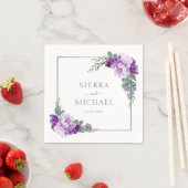 Elegant Paars & Silver Floral Eucalyptus Wedding Servet (Insitu)