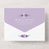 Elegant Paars Silver Floral Foliage Wedding Arch All In One Uitnodiging (Achterkant)