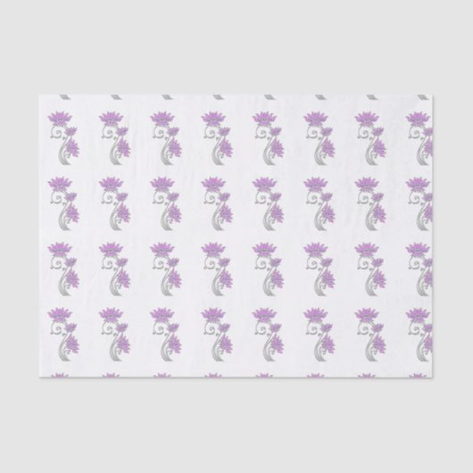 Elegant Paars & Silver Floral Jewel Tissuepapier (Voorkant)