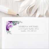 Elegant Paars & Silver Floral Return Address Etiket (Insitu)