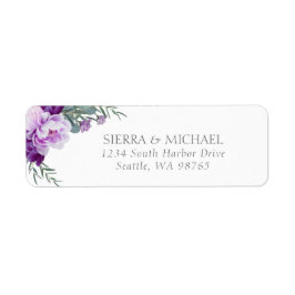 Elegant Paars & Silver Floral Return Address Etiket